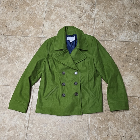 Old Navy Kelly Green Wool Blend Peacoat - Picture 1 of 6